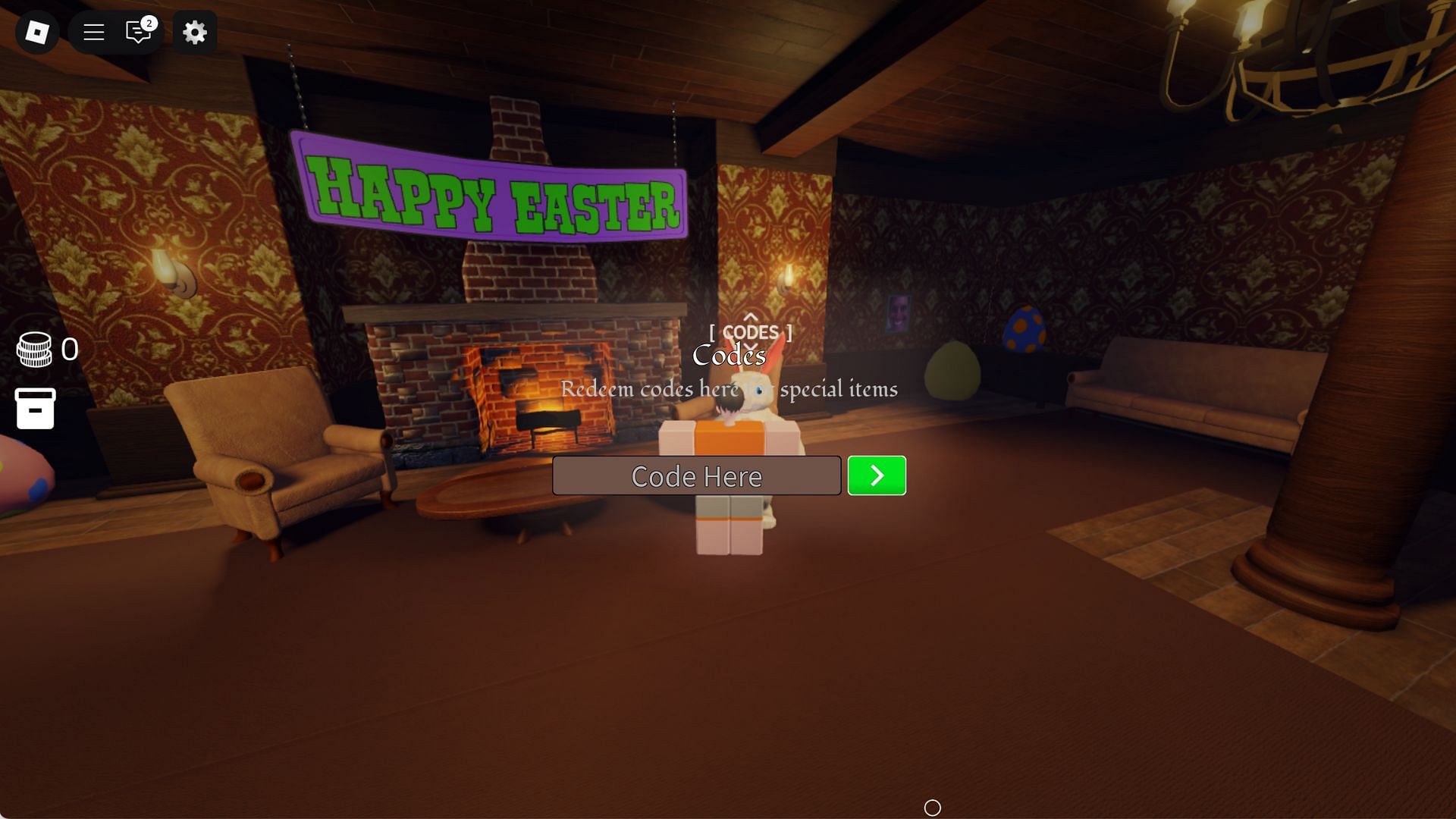 Redeem codes here (Image via Roblox)